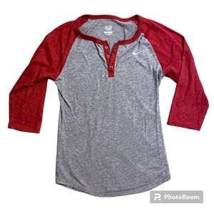 Nike Baseball 3/4 Sleeve Henley T-Shirt Size Small